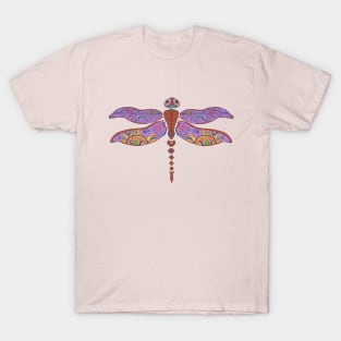 Boho Dragonfly Roses Paisley Dots T-Shirt